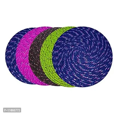 ROUSN Cotton Round Doormat for Bed Room/Living Room/ Out Door/ Kitchen Door/Office Doormat Size 43 X 43 CM Round Set of 5 Pieces Multi Colour