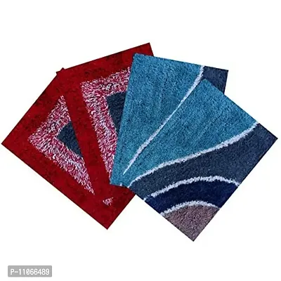 ROUSN Doormat for Bed Room/Living Room/ Out Door/ Kitchen Door/ Office Doormat /Cotton Doormat Set of 4 Piece. Size; Width 40 cm X Length 60 cm. Color; Multi.-thumb0
