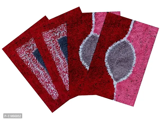 ROUSN Bath Mat/Doormat (Multicolor, Attractive 40X60 CM), Set of 4 Ractangle Shape Cotton Doormat for Outdoor and Indoor Purpose