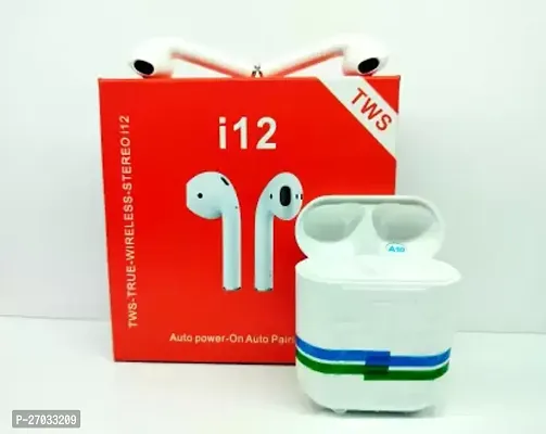 Stylish Tws I12 5.3 True Wireless Headset Earbuds With Charging Case White In The Ear