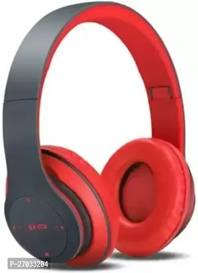 Stylish P47 Wireless Bluetooth Over Ear Headphones 5.0+Edr With Volume Control Hd Sound And Bass Mic Sd Card Slot With Aux Connected Slot Red-thumb0