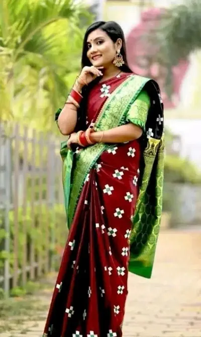 Fancy Satin Silk Saree with Blouse Piece for Women