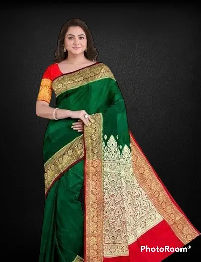 Attractive Satin Saree with Blouse piece 