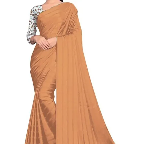 Attractive Satin Saree with Blouse piece 