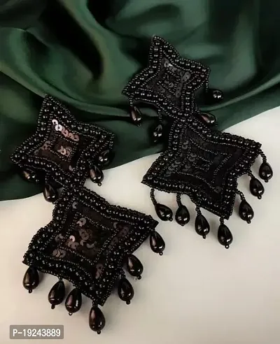 Elegant Black Fabric Earrings For Women