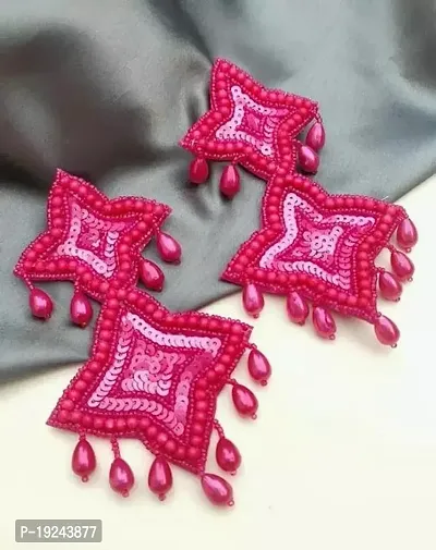 Elegant Pink Fabric Earrings For Women