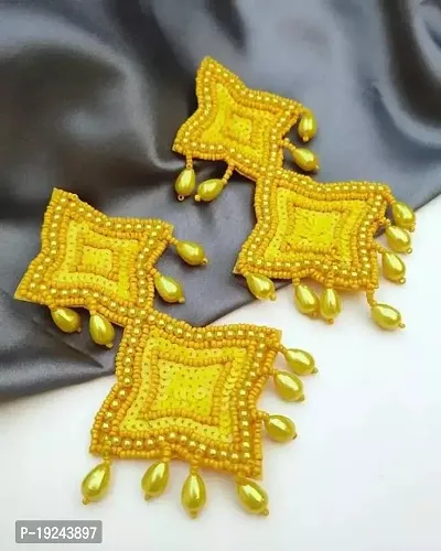 Elegant Yellow Fabric Earrings For Women-thumb0