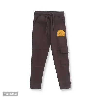 CODEZ Boys Brown Midrise Cotton Blend Solid Cargo Joggers