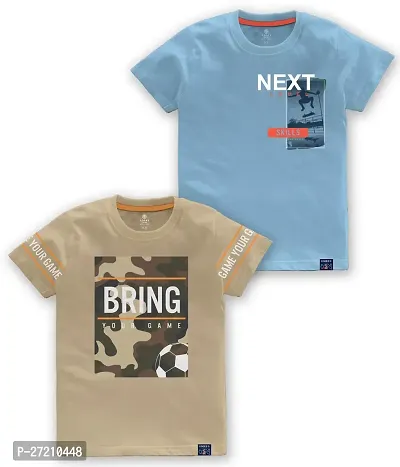 Stylish Cotton Blend Printed Tees For Boys, Pack of 2-thumb0