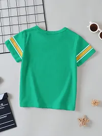 Stylish Green Cotton Blend Self Pattern Tees For Boys-thumb1