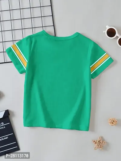 Stylish Green Cotton Blend Self Pattern Tees For Boys-thumb2