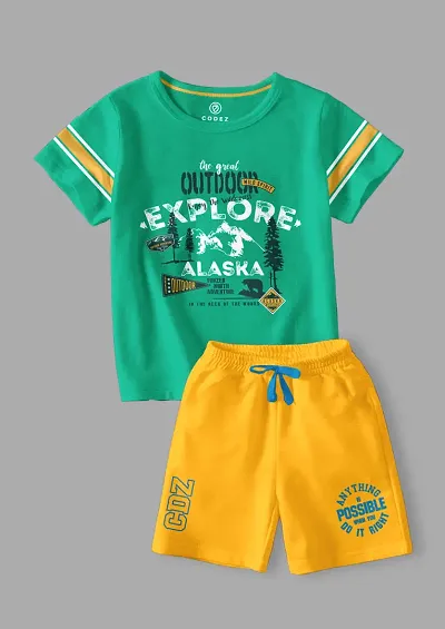 Latest Trendy Cotton Blend Top and Bottom Set for Boys Pack of 2