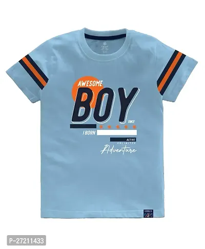 Stylish Cotton Blend Printed Tees For Boys-thumb0