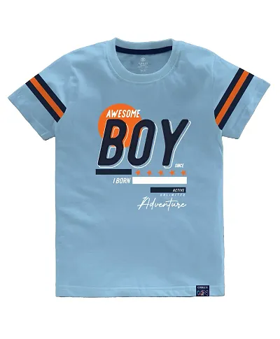 Stylish Cotton Blend Printed Tees For Boys