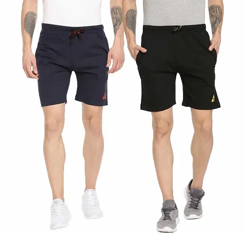 Stylish Fleece Solid Regular Shorts For Men Pack Of 2