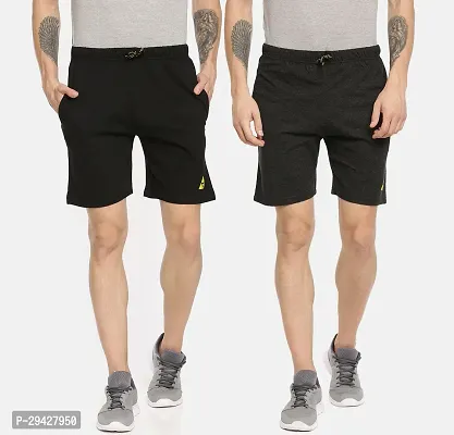 Mens Cotton Blend Regular Fit Logo Printed Outdoor Shorts Pack of 2