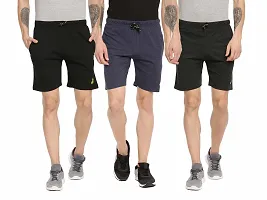 ARDEUR Mens Pack Of 3 Cotton Blend Regular Fit Logo Printed Outdoor Shorts-thumb3