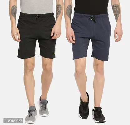 Mens Cotton Blend Regular Fit Logo Printed Outdoor Shorts Pack of 2