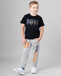 Stylish Black Cotton Blend Printed Tees For Boys-thumb4