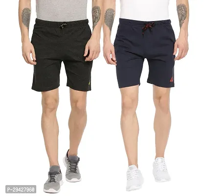 Mens Cotton Blend Regular Fit Logo Printed Outdoor Shorts Pack of 2