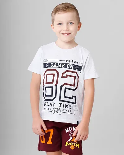 Modern Trendy Cotton Blend Round Neck Half Sleeves T-Shirt For Boys