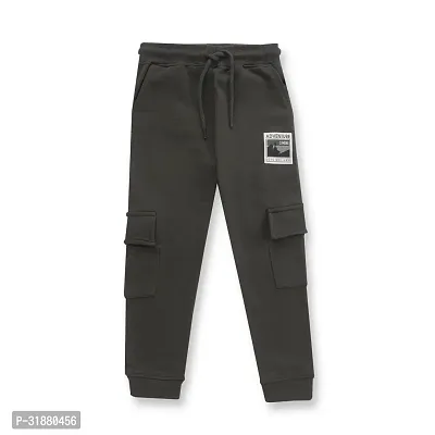 CODEZ Boys OLIVE Midrise Cotton Blend Solid Cargo Joggers