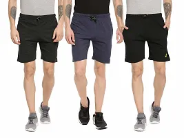 ARDEUR Mens Pack Of 3 Cotton Blend Regular Fit Logo Printed Outdoor Shorts-thumb3