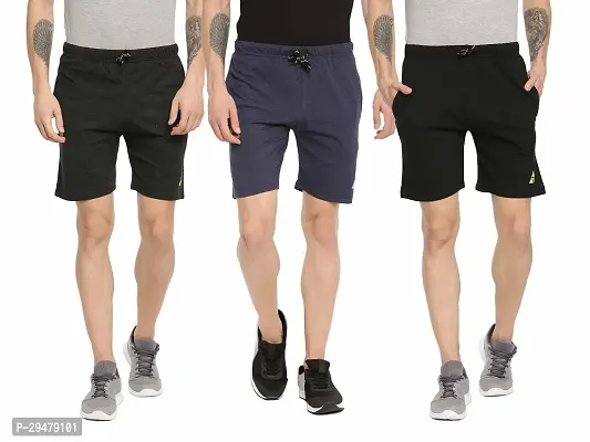 ARDEUR Mens Pack Of 3 Cotton Blend Regular Fit Logo Printed Outdoor Shorts-thumb4