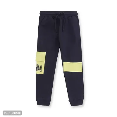 CODEZ Boys Navy Midrise Cotton Blend Solid Cargo Joggers