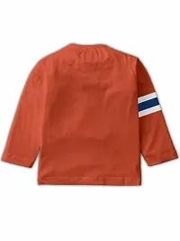 Stylish Orange Cotton Blend Self Pattern Tees For Boys-thumb1