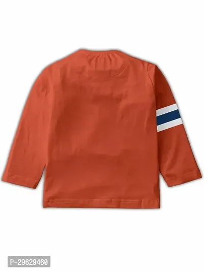 Stylish Orange Cotton Blend Self Pattern Tees For Boys-thumb2