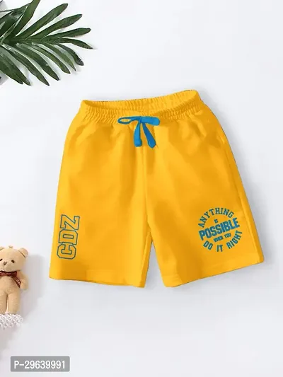 CODEZ Self design Yellow Cotton Blend Printed Shorts For Boys-thumb0