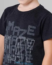 Stylish Grey Cotton Blend Printed Tees For Boys-thumb3