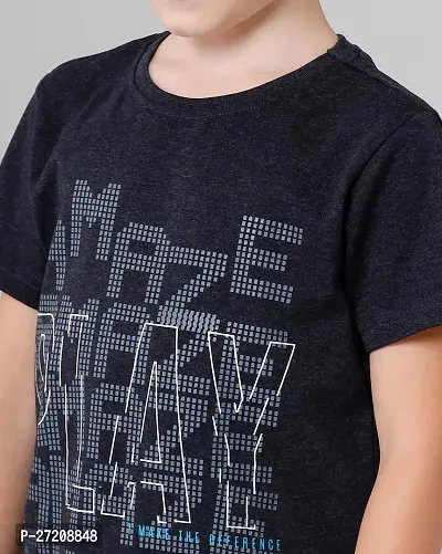 Stylish Grey Cotton Blend Printed Tees For Boys-thumb4