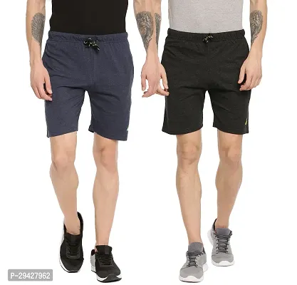 Mens Cotton Blend Regular Fit Logo Printed Outdoor Shorts Pack of 2