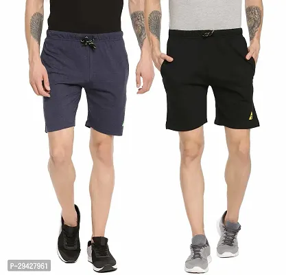 Mens Cotton Blend Regular Fit Logo Printed Outdoor Shorts Pack of 2