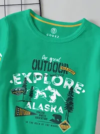 Stylish Green Cotton Blend Self Pattern Tees For Boys-thumb2