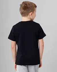 Stylish Black Cotton Blend Printed Tees For Boys-thumb1