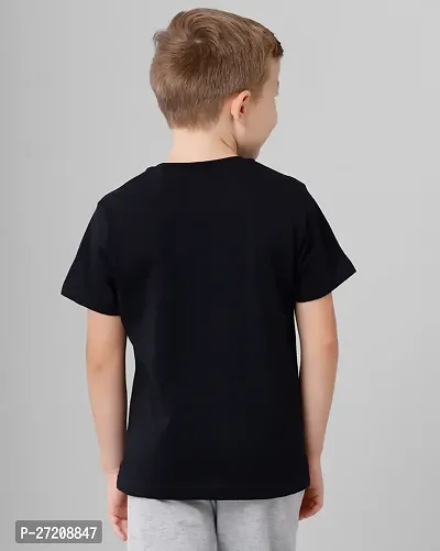 Stylish Black Cotton Blend Printed Tees For Boys-thumb2