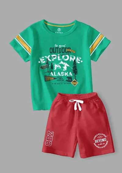 Latest Trendy Cotton Blend Top and Bottom Set for Boys Pack of 2