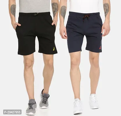 Mens Cotton Blend Regular Fit Logo Printed Outdoor Shorts Pack of 2