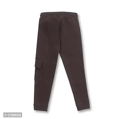 CODEZ Boys Brown Midrise Cotton Blend Solid Cargo Joggers-thumb2