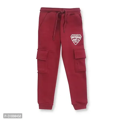 CODEZ Boys Maroon Midrise Cotton Blend Solid  Cargo Joggers-thumb0