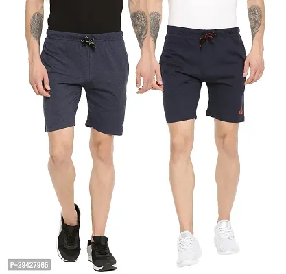 Mens Cotton Blend Regular Fit Logo Printed Outdoor Shorts Pack of 2