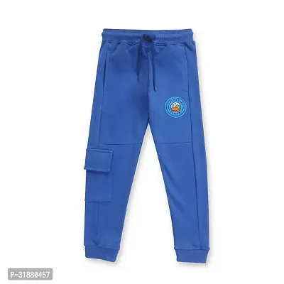 CODEZ Boys Royal Blue Midrise Cotton Blend Solid Cargo Joggers