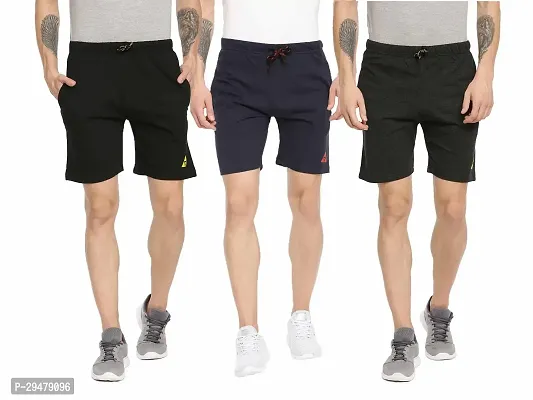 ARDEUR Mens Pack Of 3 Cotton Blend Regular Fit Logo Printed Outdoor Shorts-thumb4