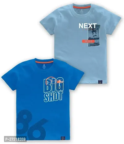 Stylish Cotton Blend Printed Tees For Boys, Pack of 2