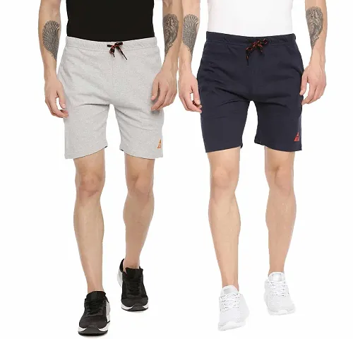 Stylish Fleece Solid Regular Shorts For Men Pack Of 2