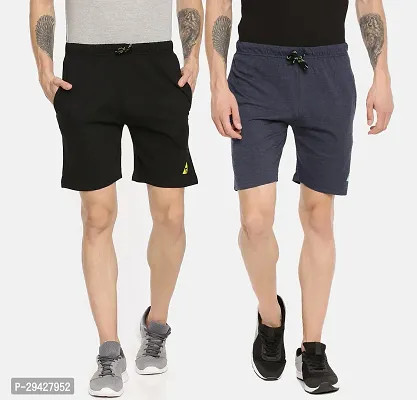 Mens Cotton Blend Regular Fit Logo Printed Outdoor Shorts Pack of 2