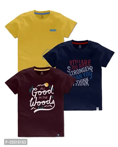 CODEZ Boys Pack of 3 Typography Printed Round neck Half Sleeve Tshirt for Boys